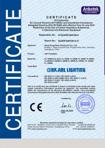 Enkarl Outdoor Lighting Products certificate - RoHS